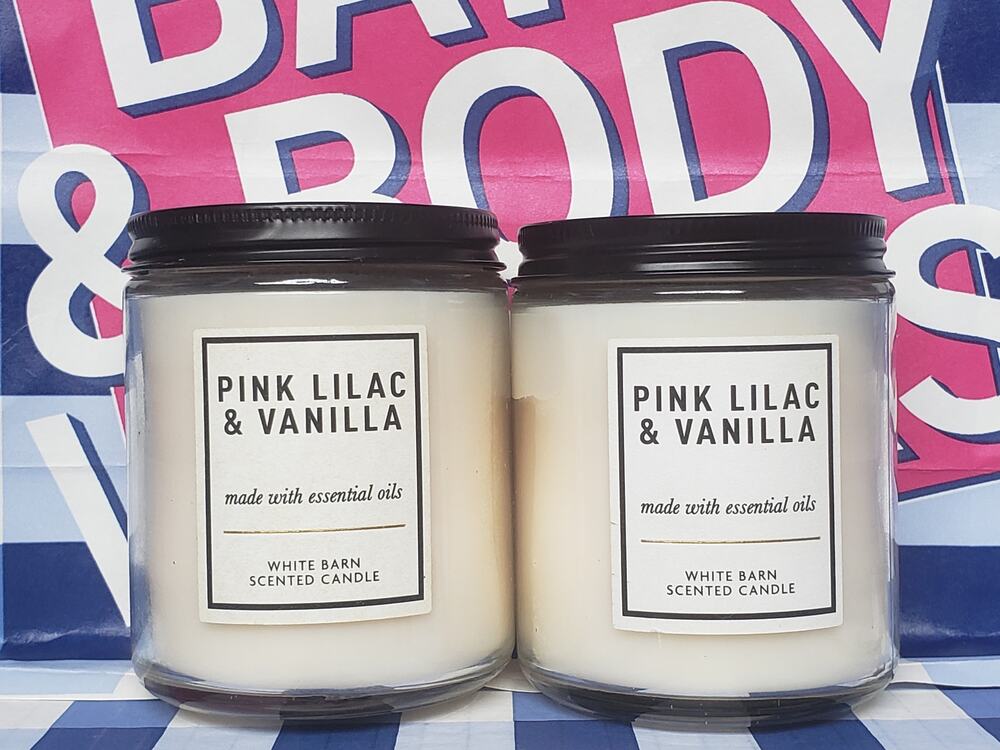 BBW Pink Lilac & Vanilla Single Wick Candles Set of 2 Home Fragrance Decor